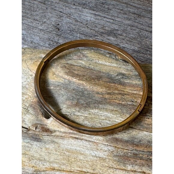 Michael Kors MK Logo Gold-Tone Metal Hinged Bangle Bracelet - Picture 4 of 8